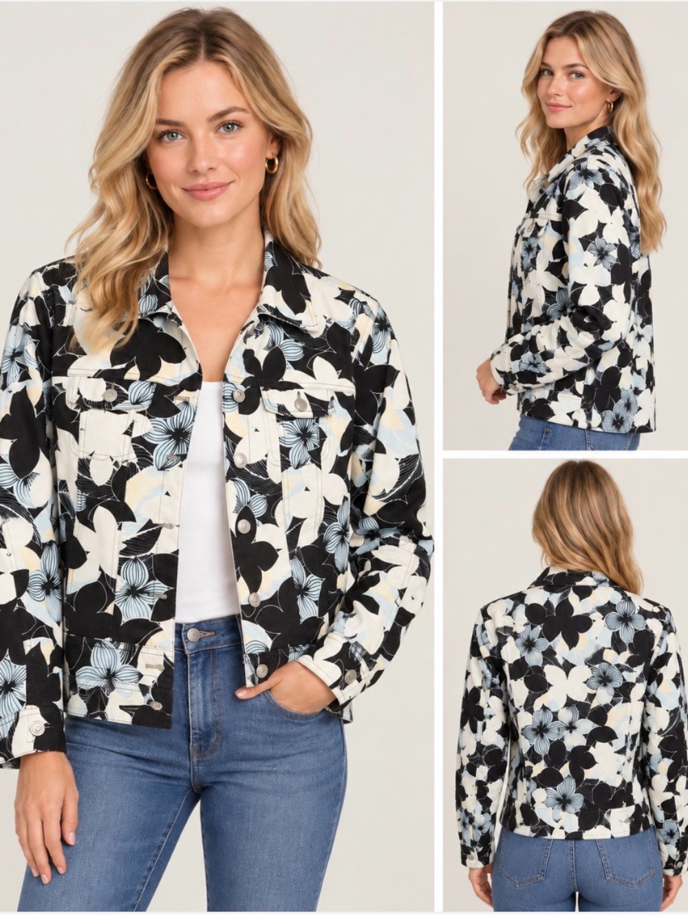NWOT! Style & Co. Woman (Macy’s) black floral jacket